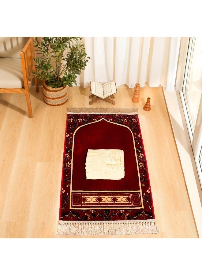 سجادتي سجادة صلاة محراب حمراء سميكة 8 مم مع جلال صلاة فاخر مريحة وعالية الجودة - Image 2